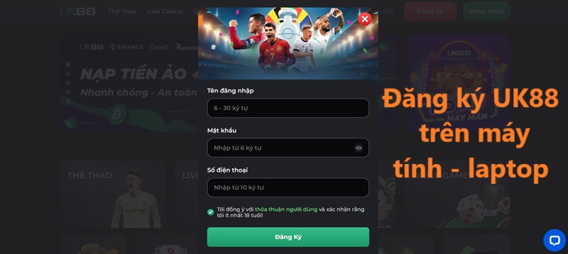 Khám phá cách đăng ký UK88 cho người mới 1 Đăng ký UK88 trên máy tính - laptop